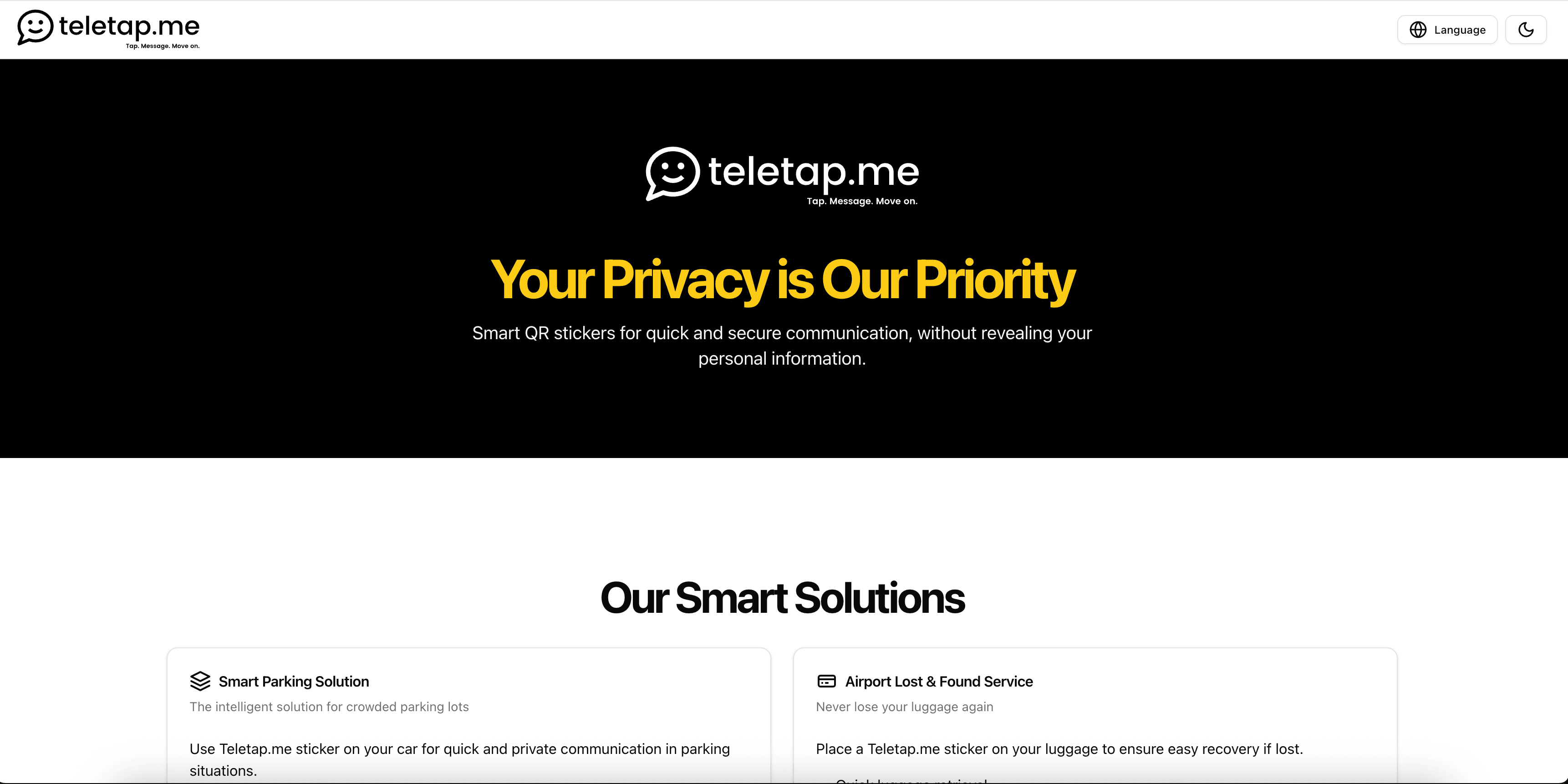TeleTap branded QR communication preview